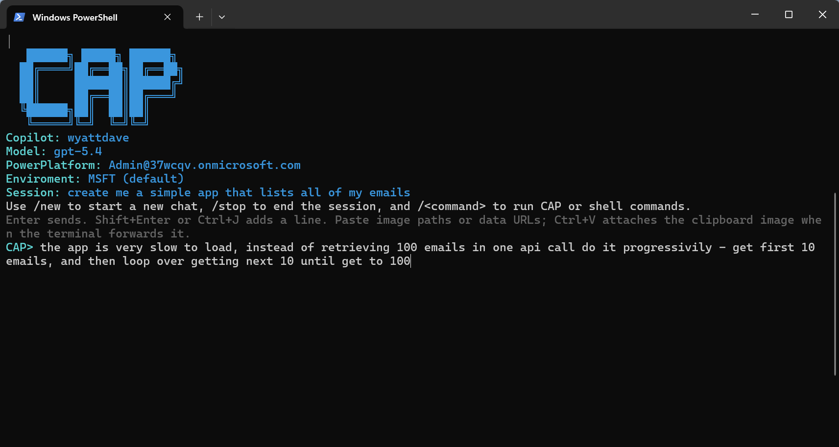 CAP agent workflow running in Visual Studio Code